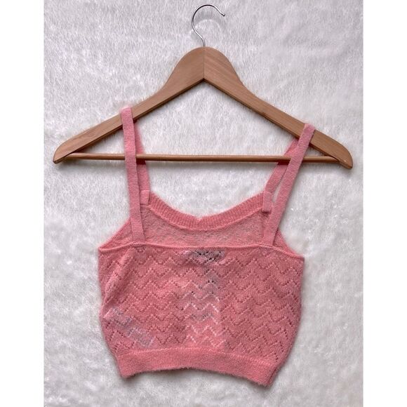 NWT Zara Pink Alpaca & Wool Blend Pointelle Cropped Top - Picture 9 of 12